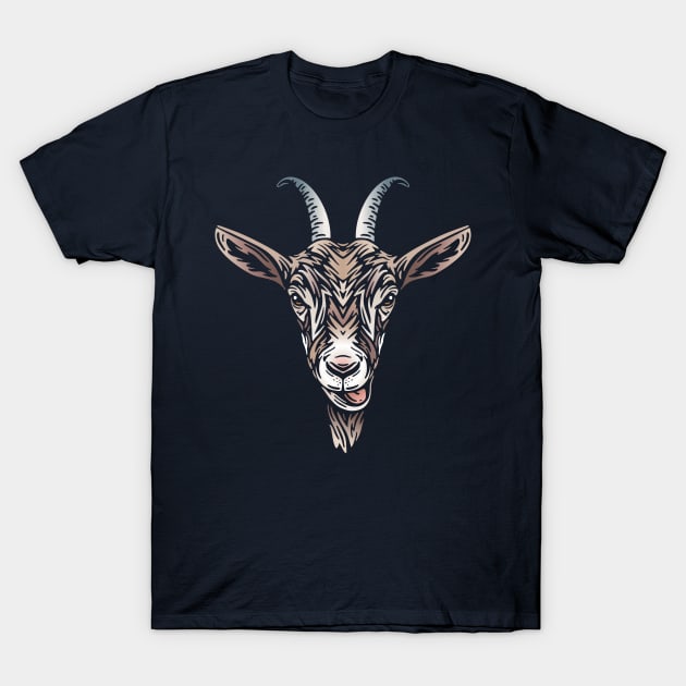 Goat Illustration T-Shirt by JunkyDotCom